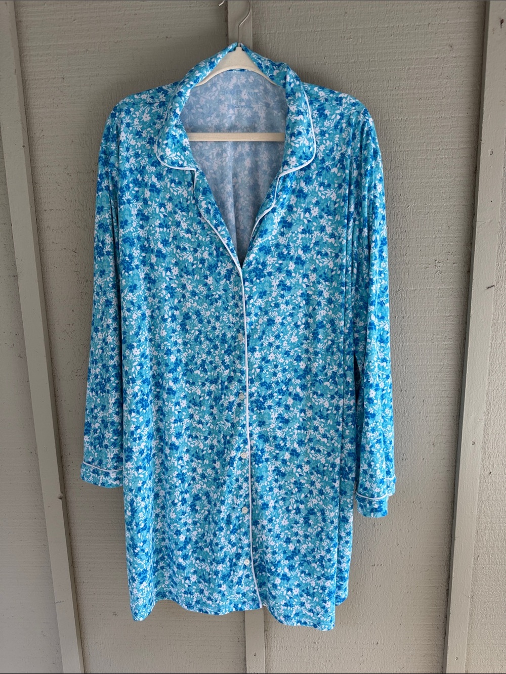 Draper James Blue Floral Button-Up Pajama Top